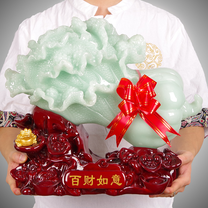 百财如意白菜摆件中式客厅电视柜新房玄关酒柜博古架开业乔迁礼物