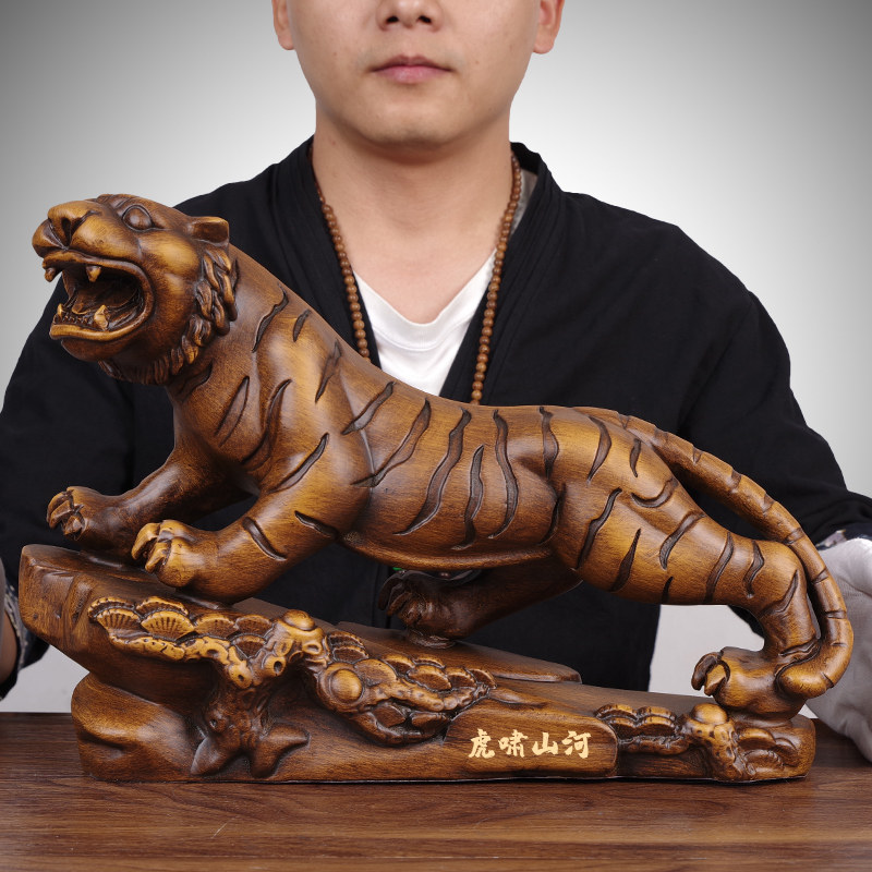 木雕虎啸山河摆件家居客厅书房电视柜公司办公室桌面店铺开业装饰,家居饰品,装饰摆件,淘宝优惠券,粉丝福利购,淘宝优惠卷