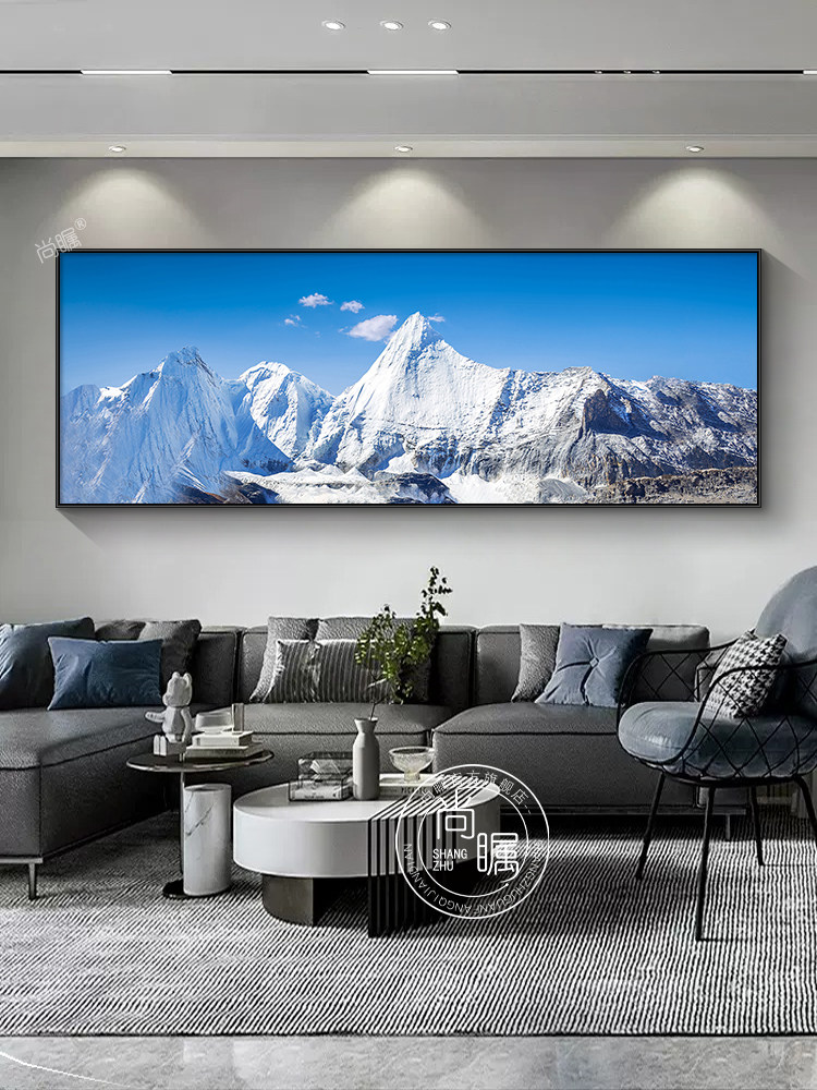 稻城亚丁风景画客厅装饰画沙发背景墙壁挂画轻奢大气央迈勇雪山