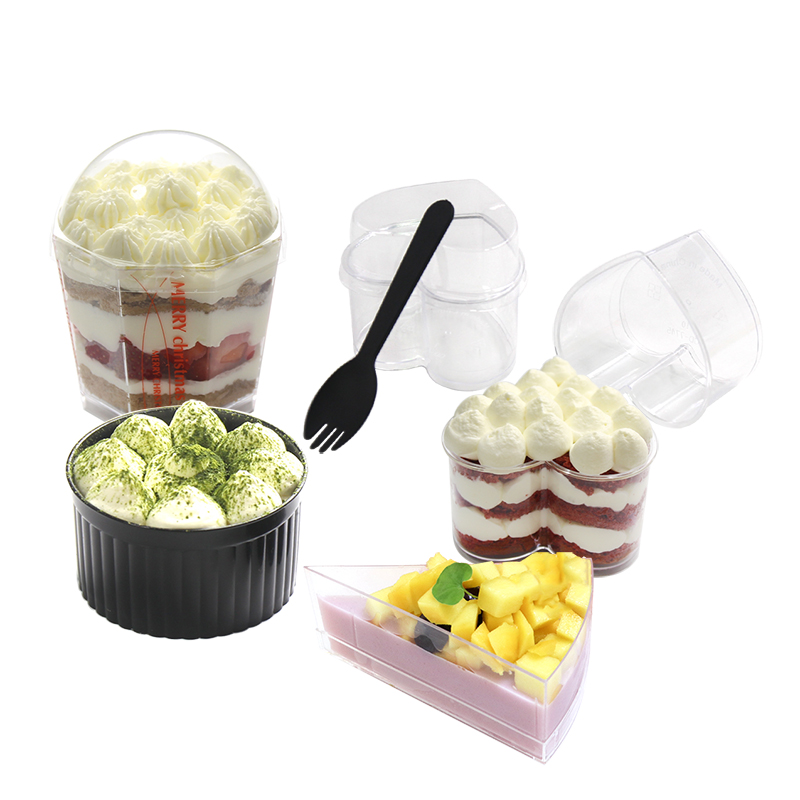 一次性圆形慕斯杯带盖方形木糠杯