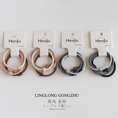 4条装 简约基础头绳发绳女高弹力小花发圈蝴蝶结星星皮筋马尾皮套