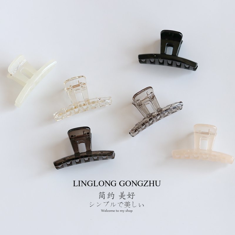 简约一字型抓夹发夹女百搭中小号马尾半扎发卡后脑勺半夹小鲨鱼夹