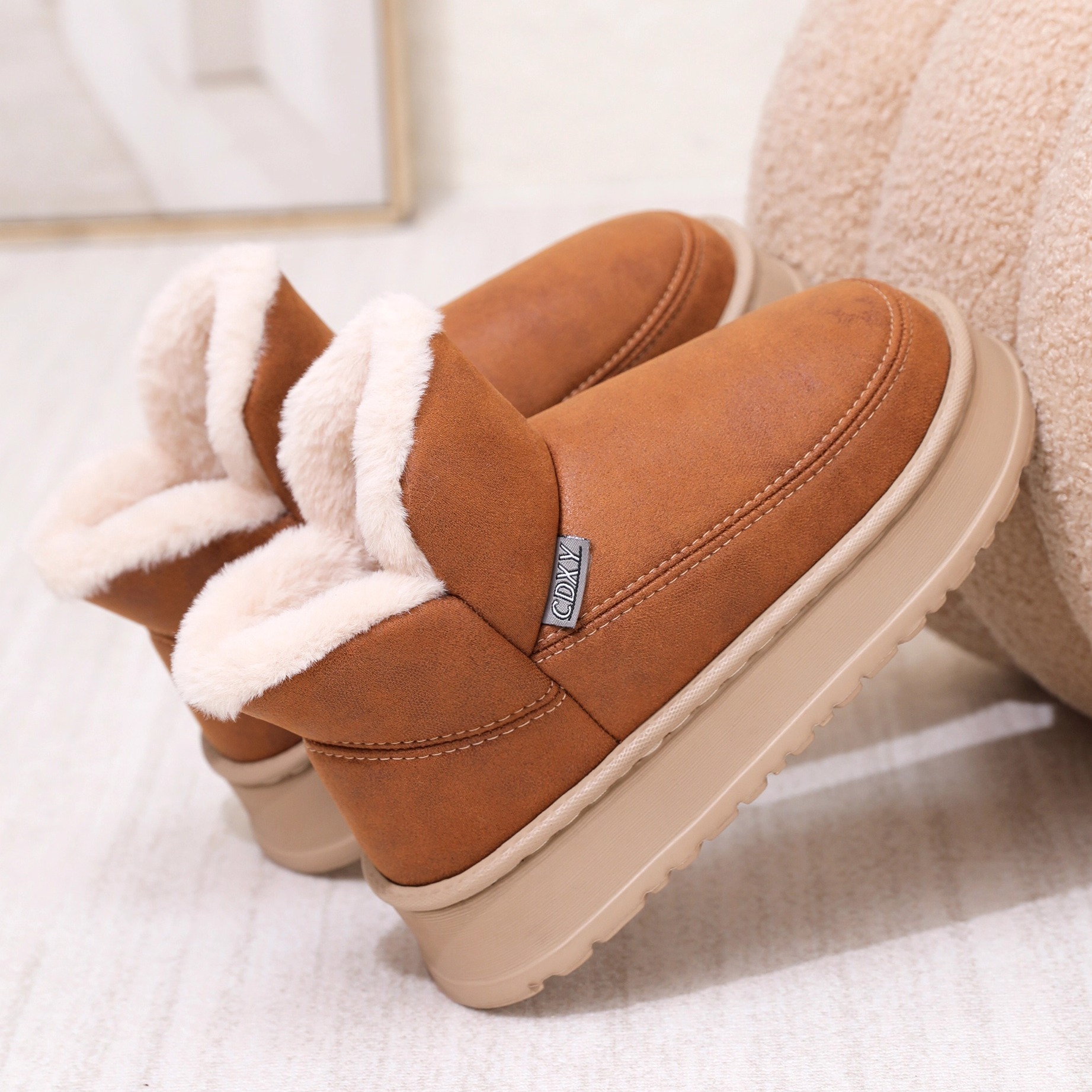 厚底棉鞋女室内家居冬季加绒加厚包跟棉拖鞋外穿男防滑保暖雪地靴