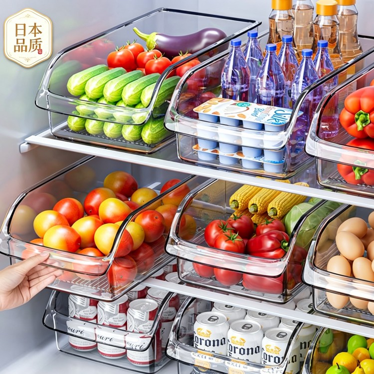 日本进口冰箱保鲜盒收纳盒食品级厨房鸡蛋水果蔬菜整理神器储物盒