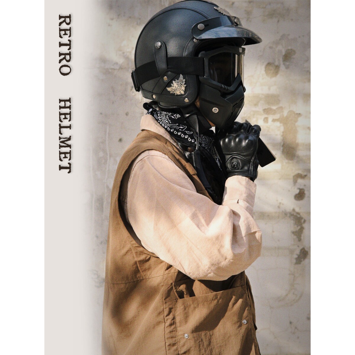 日本araione3C复古太子巡航摩托车头盔机车踏板仿赛男女通用四季3