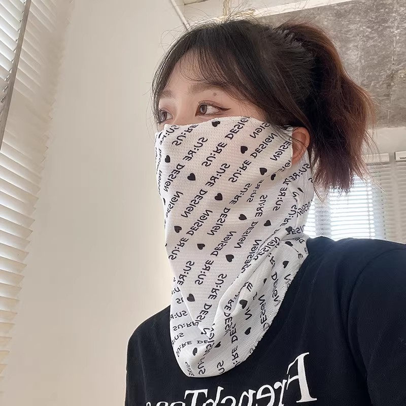 日本新款脖子防晒面罩女全脸套头耳挂机车面巾男潮多用冰丝面纱