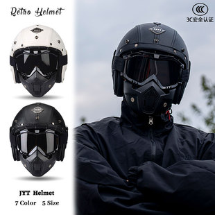 日本araione3C认证复古摩托车头盔男巡航踏板机车夏季半盔电动车