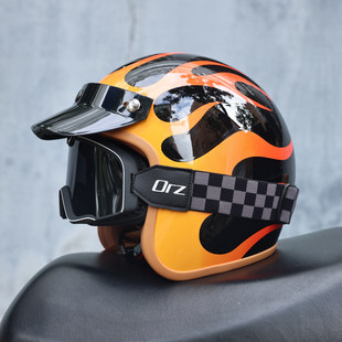 日本araione摩托车头盔男女复古巡航半盔踏板3/4新国标3C认证四季