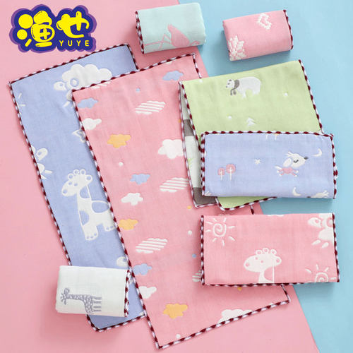 吾家宝宝优选纱布童巾婴幼儿童小毛巾卡通提花洗脸巾擦手巾口水巾