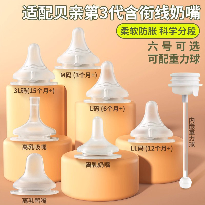 适配贝亲奶嘴pigeon自然离乳鸭嘴直饮吸管mSS号69/15个月一岁以上
