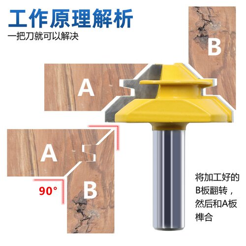 木工铣刀拼板刀45度榫合刀线条刀榫接刀修边机刀头雕刻机刀具实木