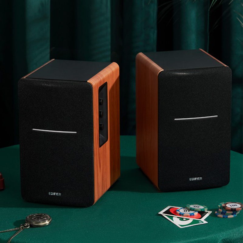 漫步者蓝牙音箱2.0木质书架卧室