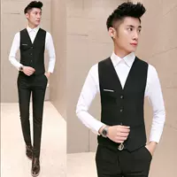 Bộ đồ vest nam vest ba mảnh phù hợp với người Hàn Quốc Slim quần phù hợp với áo sơ mi nam phù rể chuyên nghiệp - Suit phù hợp áo vest nam đẹp