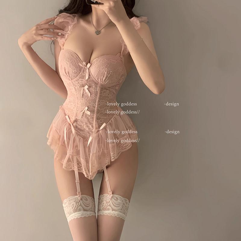 性感睡衣高级感大码蕾丝吊带睡裙交襟连衣裤三点漏胸情调趣味内衣