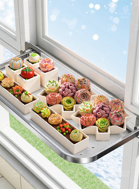 窗台花架置物架阳台金属悬挂窗户窗沿挂式花盆架室内家用多肉架子