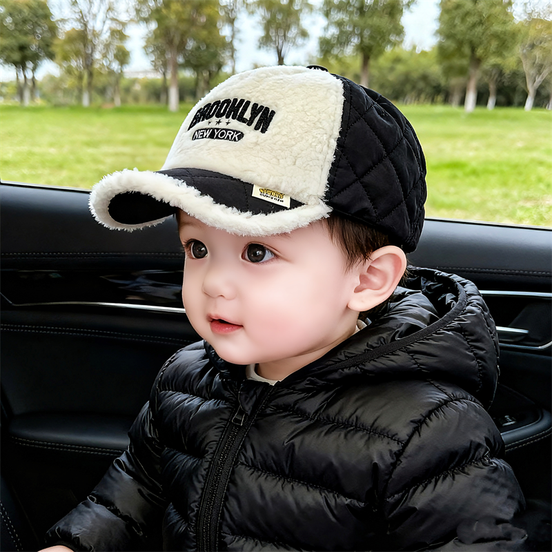 宝宝帽子秋冬季男女儿童棒球帽字母刺绣羊羔绒拼色短檐保暖鸭舌帽,童装/婴儿装/亲子装,帽子,淘宝优惠券,粉丝福利购,淘宝优惠卷