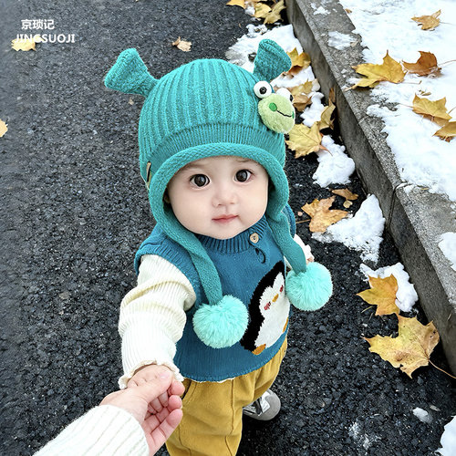 儿童帽子秋冬加厚保暖加绒毛线帽