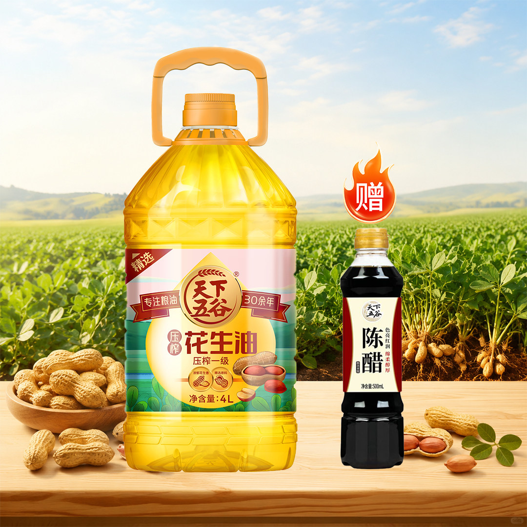 天下五谷精选压榨花生油4L*1瓶