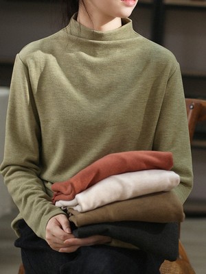 羊毛桑蚕丝半高领厚款打底衫
