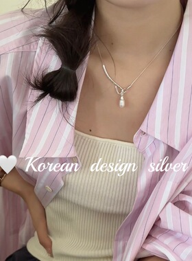 S925纯银水滴珍珠锁骨链女