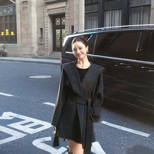 宽松连帽双面羊绒大衣女小个子冬季新款韩版高级感气质毛呢子外套