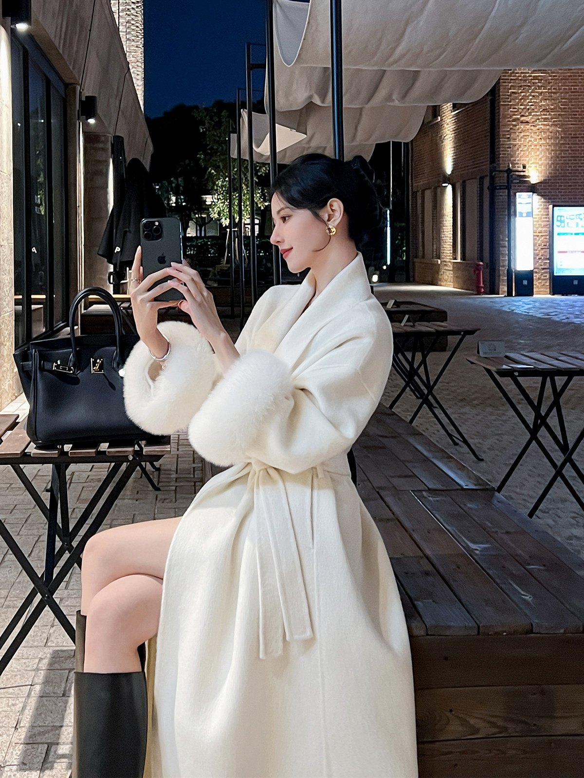 高级感袖口狐狸毛双面羊绒大衣女2025新款冬季高端气质毛呢子外套,女装/女士精品,毛呢外套,淘宝优惠券,粉丝福利购,淘宝优惠卷