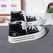 女2026春夏季 板鞋 百搭新款 休闲球鞋 子ins 潮厚底小白鞋 高帮帆布鞋