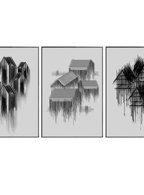 影拥现代时尚黑色房屋中式装饰画