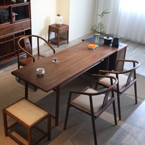 宋式美学黑胡桃木茶台茶桌