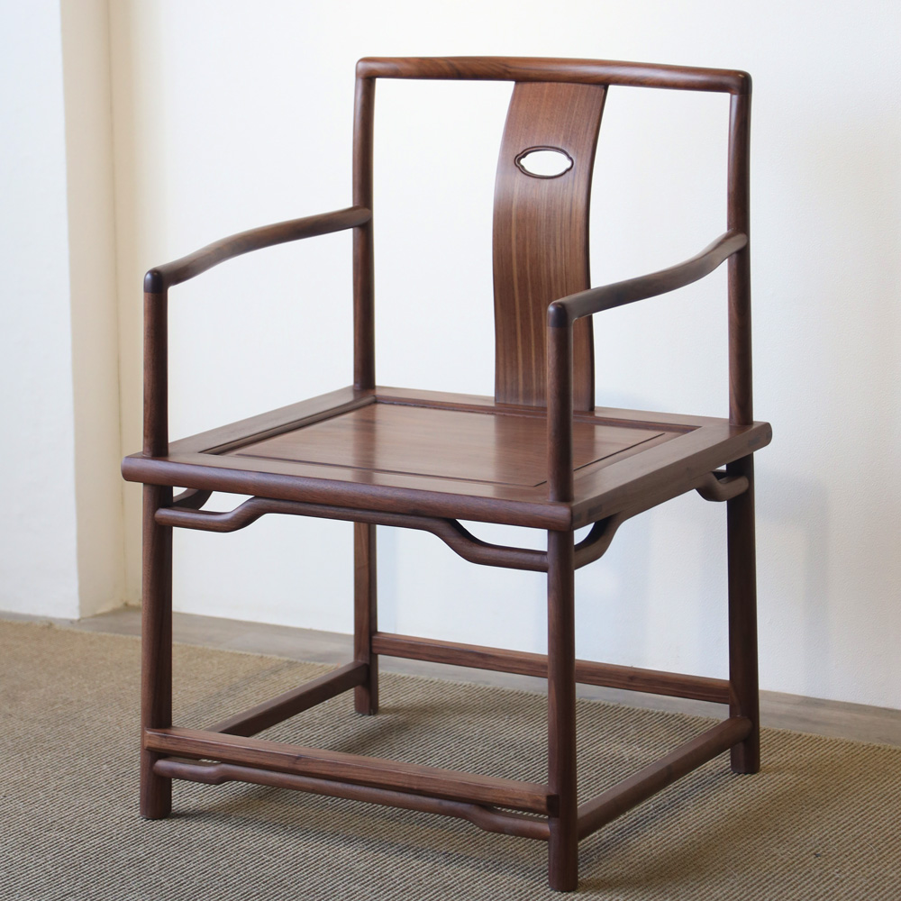 墨兰工坊北美黑胡桃圈椅