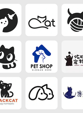 品牌标志卡通头像商标logo设计门头宠物店小清新猫咖店名简约犬舍