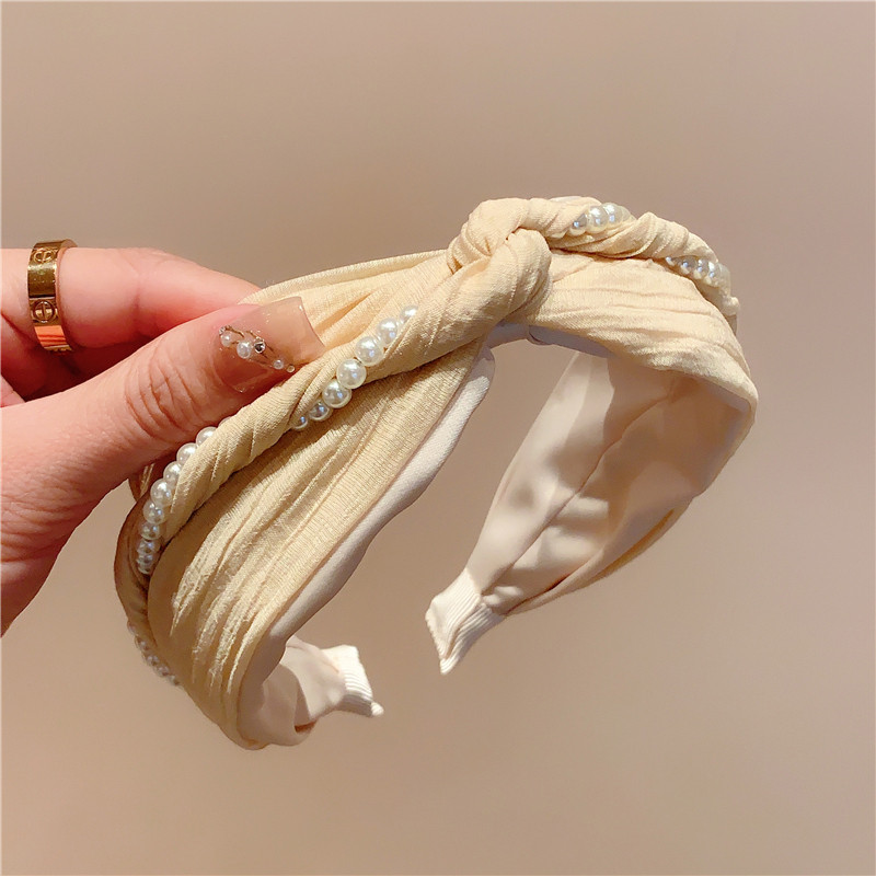 高级感发箍女网红头箍宽边珍珠百搭打结发捆压发头饰时尚洋气发卡