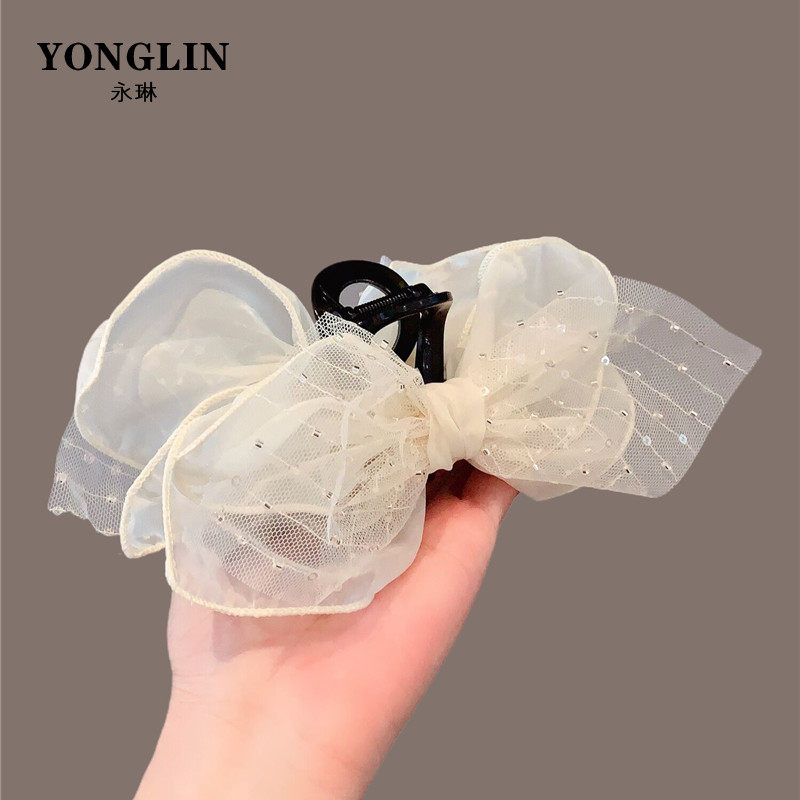 超仙蝴蝶头饰发夹马尾后脑勺抓夹大号发量多气质白色超仙夏季发抓