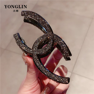 高端双C设计盘发抓夹法式复古醋酸扎高马尾丸子头夹子头饰发夹女