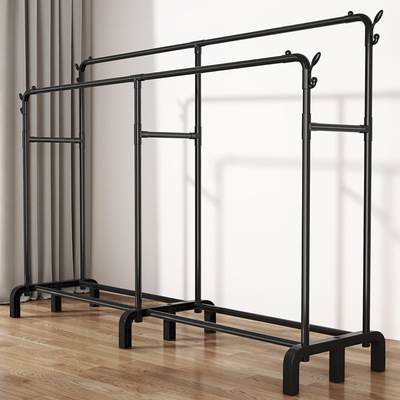 衣架落地立式晾衣架卧室家用衣服落地衣架可伸缩调节加粗衣帽架子