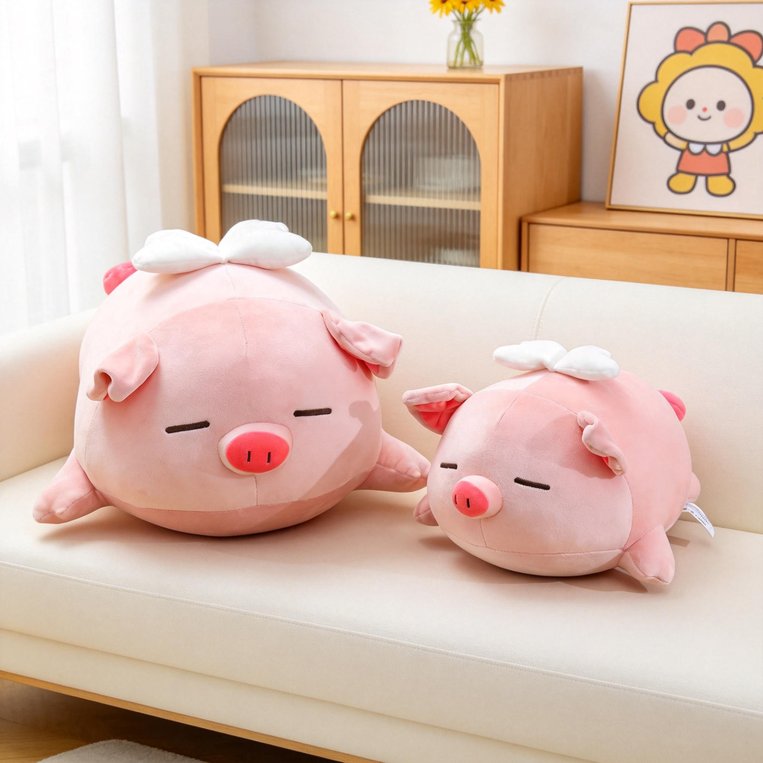 小猪公仔趴姿天使猪玩偶毛绒玩具抱枕靠垫摆件布娃娃男女生日礼物