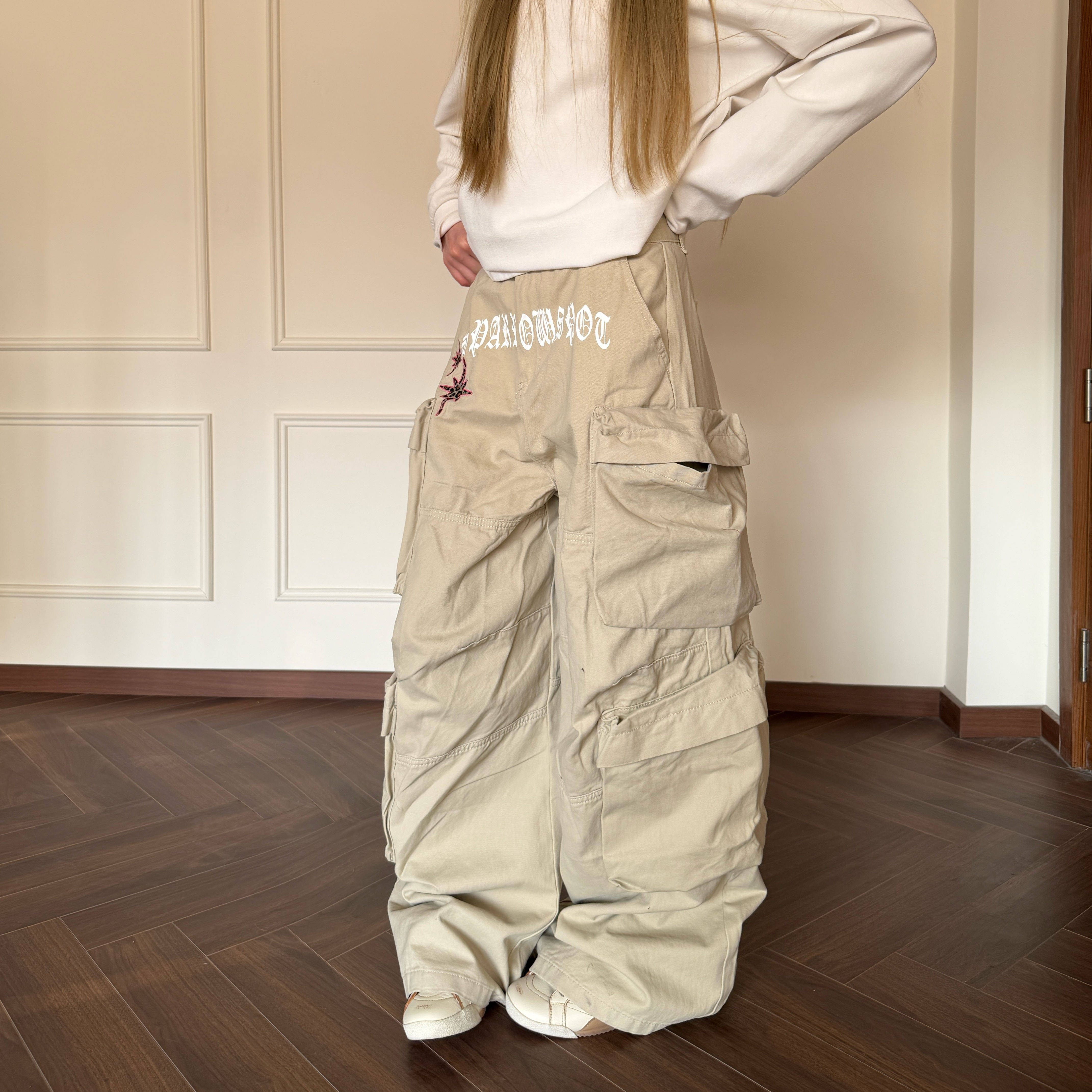 Amoeba美式设计感立体多口袋阔腿工装裤男女宽松休闲百搭拖地长裤,女装/女士精品,休闲裤,淘宝优惠券,粉丝福利购,淘宝优惠卷