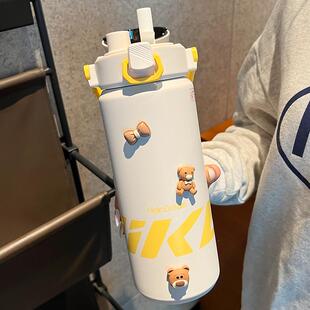 大容量保温杯女生高颜值双饮水杯便携316吸管杯子男士1000ml水壶