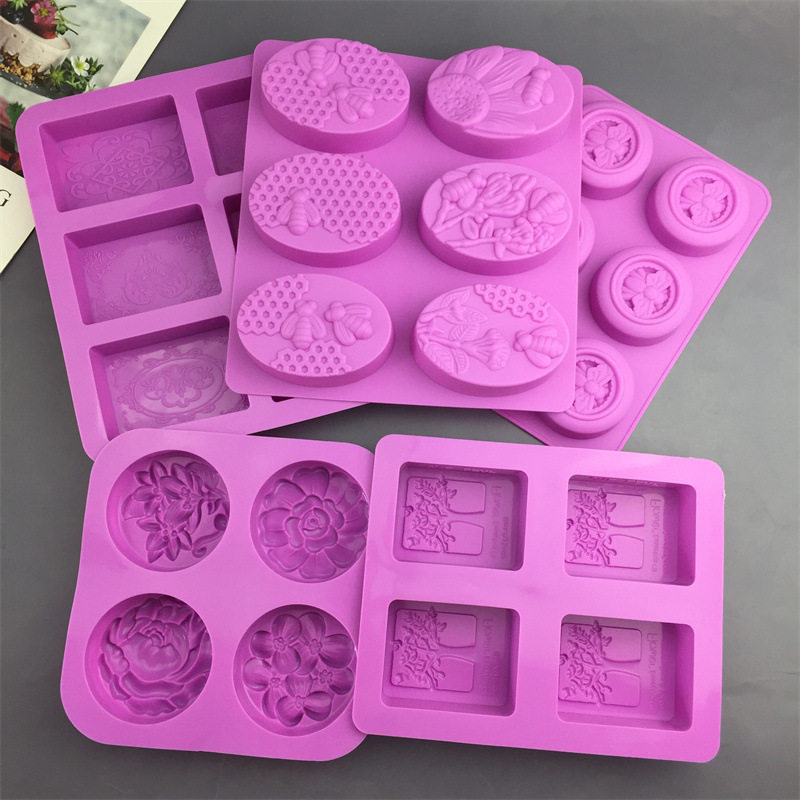 蜜蜂花方形树正方形长方形圆形手工皂模冷制造硅胶模具蛋糕面包模