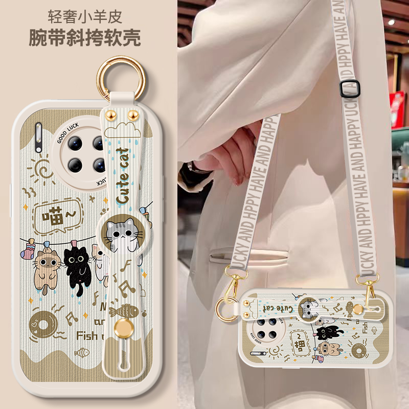 華為Mate30手機殼meta20Pro小羊皮EPro腕帶斜挎por掛繩背帶RS保時捷支架硅膠P防摔Pr0魅特全包mat保護套mt女