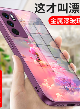 中国风适用OPPOReno6手机壳Reno6Pro高级感reon6por+玻璃山水画硅胶0pp0女保护套opporone6十全包OPPO防摔男