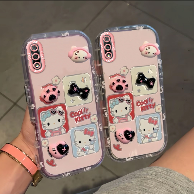 适用于荣耀9X手机壳卡通镜子支架HONOR9XPro保护套女款防摔软壳新款可爱公仔网红高级感镜面泡芙壳