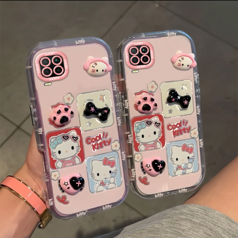 适用于RealmeV13手机壳卡通镜子支架真我v13保护套女款防摔软壳新款可爱公仔网红高级感镜面泡芙壳