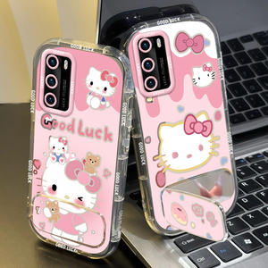 适用华为P40手机壳华为P40Pro/华为P40青春版【4G】【5G】女款镜子支架软壳卡通超薄新款