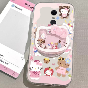 适用红米5Plus手机壳红米4X/红米5/红米5A女款支架手链可爱透明卡通超薄新款防摔全包