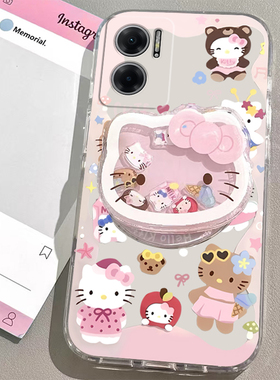 适用红米Note11E手机壳红米Note11EPro/Note11R/红米Note11SE女款支架手链可爱透明卡通超薄新款防摔全包
