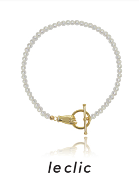 leclic HAND -Hold on tight天然珍珠手链  银饰小众设计