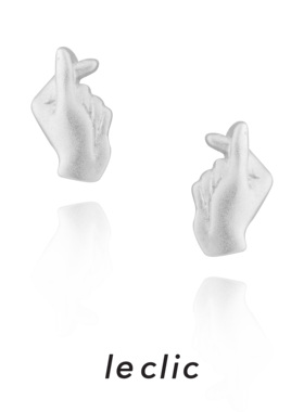 leclic HAND-Heart爱心系列磨砂银色比心耳钉  简约精致 热门比