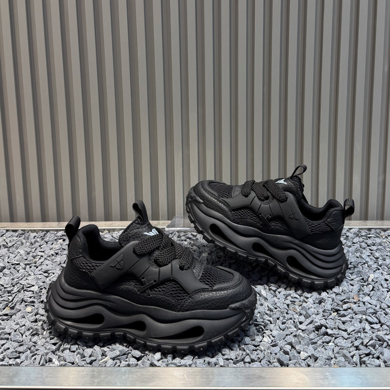 欧洲站男鞋2026春季新款时尚百搭厚底老爹鞋潮牌原创系带休闲鞋子