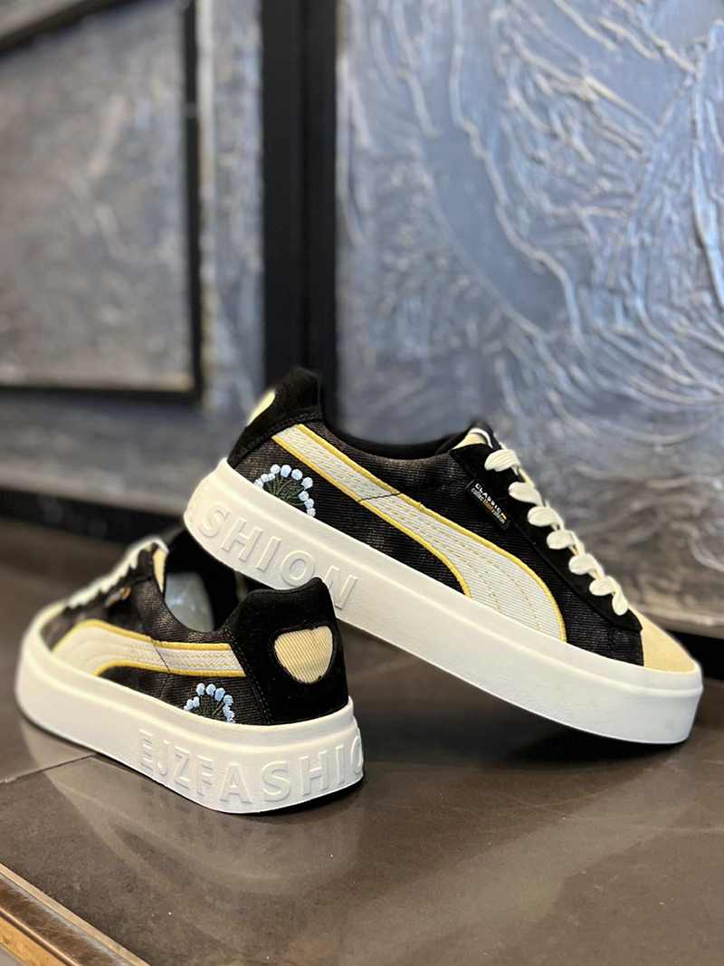 男鞋2025春季新款低帮厚底时尚百搭板鞋潮流拼色系带布面休闲鞋潮